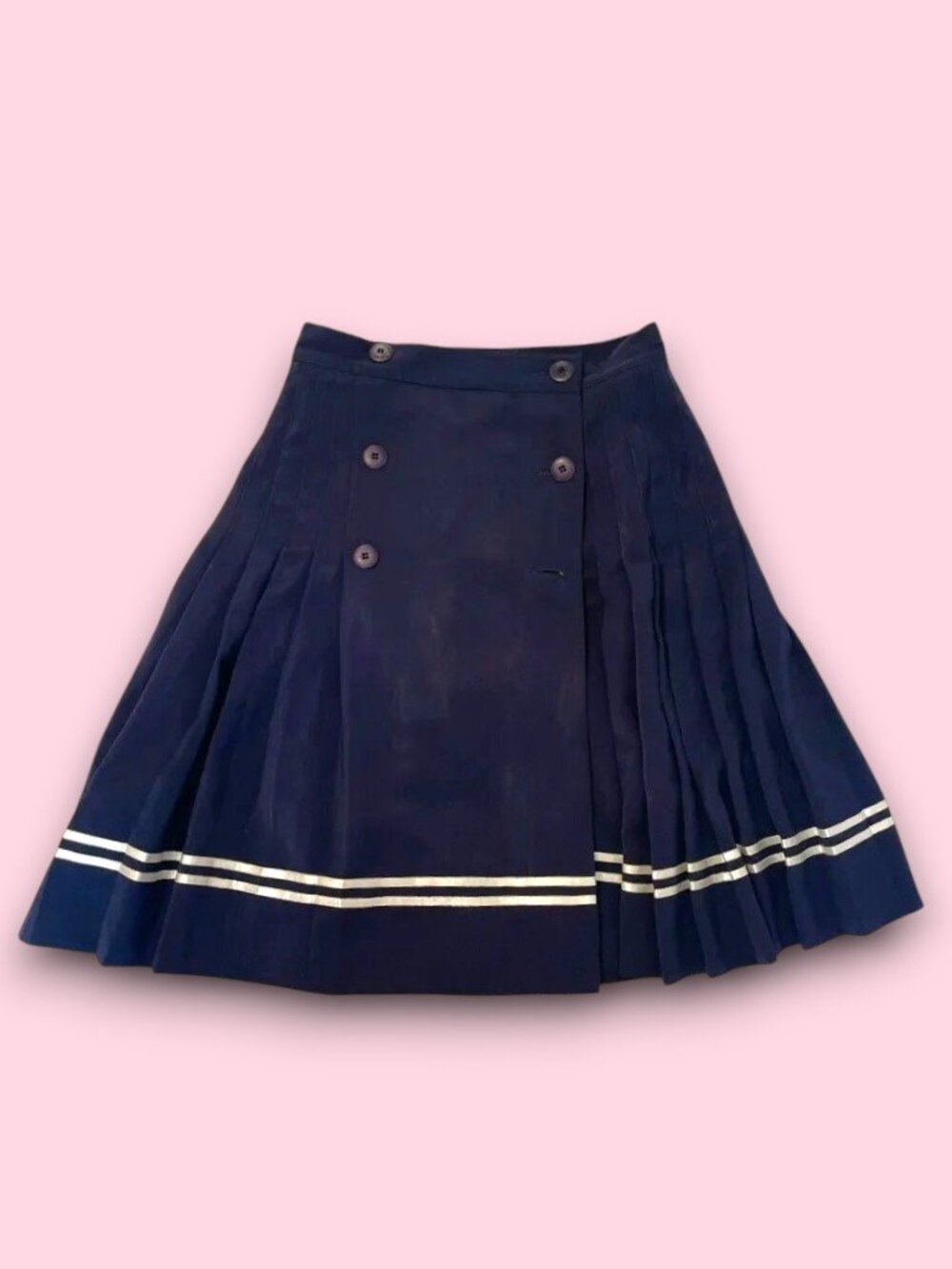 Vintage Votre Nom Paris Navy Nautical Pleated Skirt Size 36